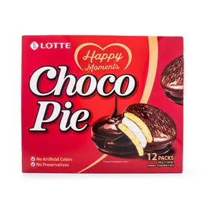 Lotte Choco Pie 12pk - Delicious Cocoa Dessert made with Wheat Flour and Palm Kernel Oil