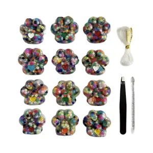 12 TINY BEADY Cat Paw Picky Mat Pack Non-Remelt Peel-off Heart Anxiety Relief ADHD Sensory On the Go Skin Picking Pad Skin Mania Adult Pincer Grasp Fidget Toy Party Favor Small Beads Ages 10+ United States Made Anxiety Relax quiet fidget pick pad