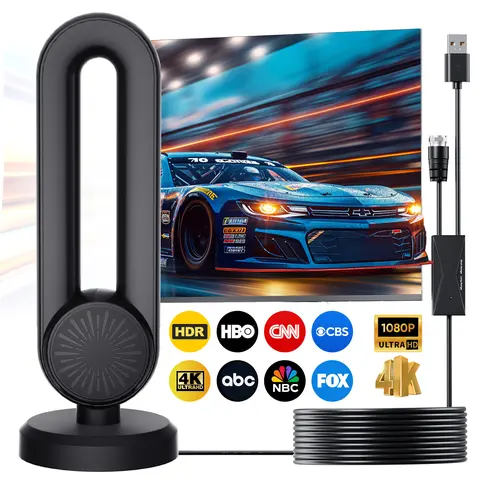 2026 Indoor Digital Signal Antenna for Smart TV Users - Ultra HD 4K 1080P, Supports Local Channels, Long Range Reception, Plug-and-Play Easy Installation, Magnetic Cable, Table Mount, Tiny But Mighty Portable Mini TV Antenna, No Monthly Bill