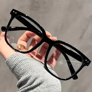 1pc Premium Unisex Eyeglasses Frames, Transparent Black Comfort Fit Glasses, Trendy Classic Timeless Design, Lightweight Fashion Eyewear, Autumn Daily Accessory, Festival Party Streetwear, All-match Wardrobe Decoration for Men Women