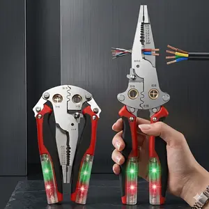 16-in-1 Multifunction Wire Stripping Tool with Voltage Tester, Foldable Wire Cutter & Crimper, Electrician Hand Tool with 2 Detachable Test Pens