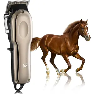 Cordless Quiet Horse Clippers, Professional Livestock Grooming Clippers with 4 Guide Guards, Electric Rechargeable Cordless Clippers for Horse Cats and Dogs
