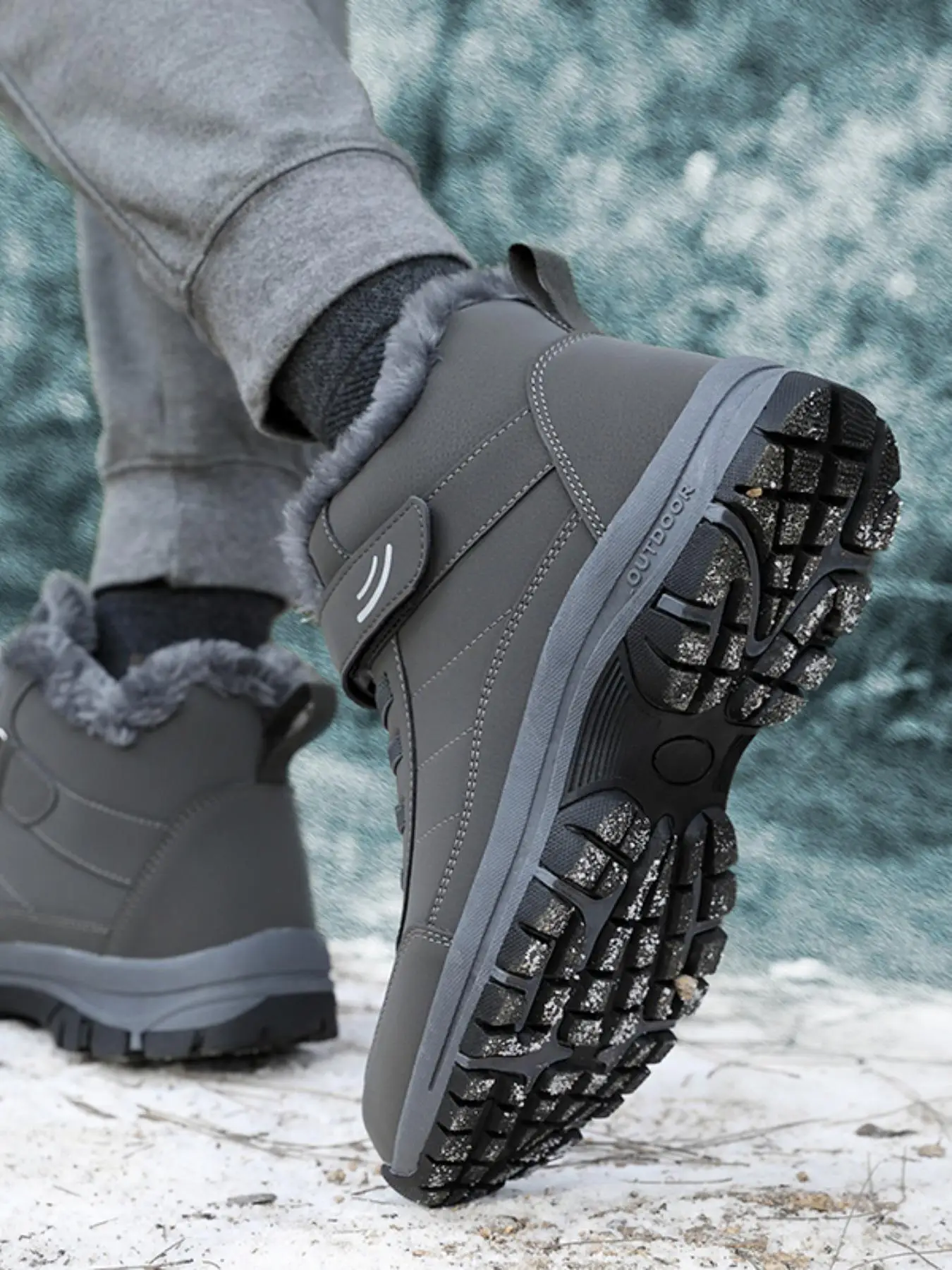 Women's Letter Pattern Velcro Design Snow Boots, Casual Warm Ankle Boots for Fall & Winter, Lightweight Comfortable Outdoor Sports Shoes for Women & G