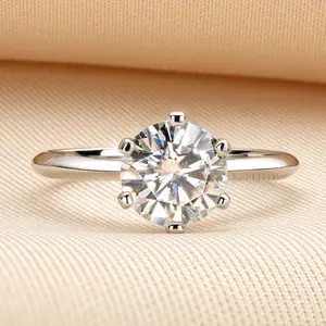 2ct Moissanite Solitaire 925 Sterling Silver Engagement Ring Size 3-12 Ss0402