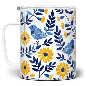 LOFTIPOP Floral Bird Coffee Mug, Spring Nature Flowers Cup, Designed and Printed in the USA by Loftipop
