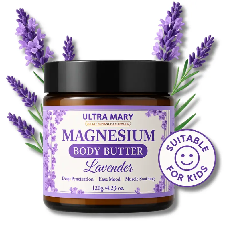 VIRAL Magnesium Body Butter 4.23oz – Nighttime Lavender Cream – Natural & Vegan Lotion with Shea Butter, Jojoba Oil, Coconut Extract & Dandelion – Topical Relief for Muscle Tension – Kid-Friendly Soothing Moisturizers