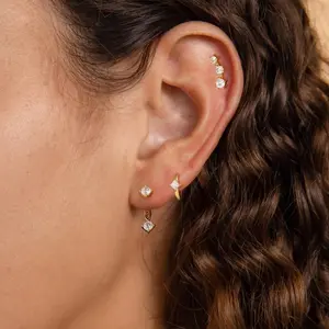 Kyerlyn Trendy 3-in-1 CZ Earring Set Gold/Silver Detachable Stackable Studs & Hoop Earrings for Womens & Girls Dainty Hypoallergenic Jewelry for Everyday & Party Ideal Gifts for Self/Friends