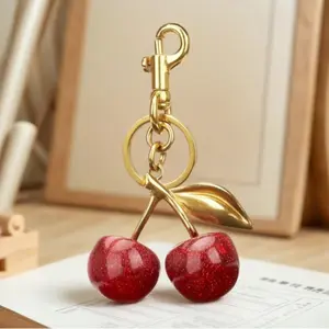 New Keychain Cherry Bag CharmsPurse, Key Chains Women Cute - Car keyAccents foreather handbags.AdorableAdd -ons for Your Essentials