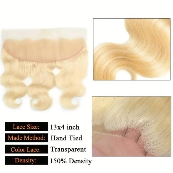 "13x4 Ear-to-Ear Body Wave 613 Blonde Lace Frontal Closure, 100% Human Hair 8-20 Inch, Natural Look & Free Parting, High Quality for Ethnic Sleek Hairstyles "	