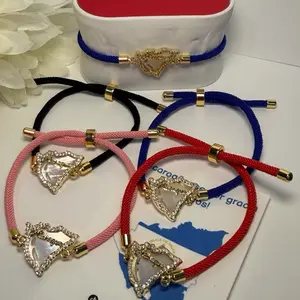 Nicaragua Bracelets with Gold Heart Charms and Colorful Cord Options for Stylish Accessory