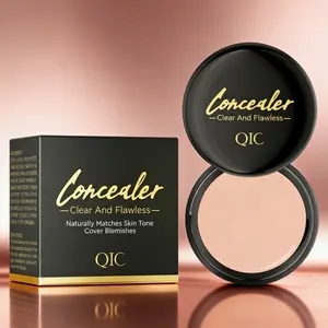 QIC  Full coverage concealer - waterproof matte finish, suitable for all light skin tones, effectively covers blemishes, long-lasting color payoff, available in multiple shades, plant-based formula, ideal for beginners.