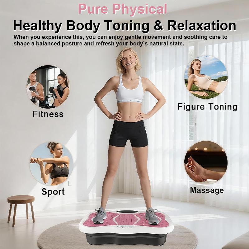 HopHorse High-Power Vibration Plate Exercise Machine Oscillating plate 300 lbs Weight Capacity Bluetooth Remote Control 3-in-1 Indoor Home Gym Fitness Equipment with 2 Resistance Bands