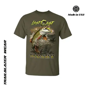Musky “Last Cast” T-Shirt – Crew Neck Fishing Graphic Tee for Men & Women, Perfect Outdoor Shirt for Anglers & Lake Lovers