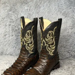 Python style leather boot with high quality leather sole Footwear