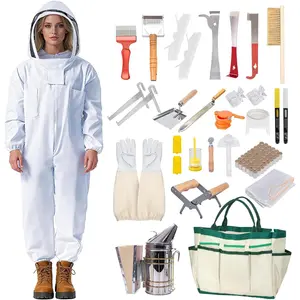 31-Piece Beekeeping Starter Kit with Bee Suit – Includes Smoker, Frame Holder, Frame Grip, Hive Tool, Marking Pen & More – Complete Tools for Beginner Beekeepers – XL/XXL