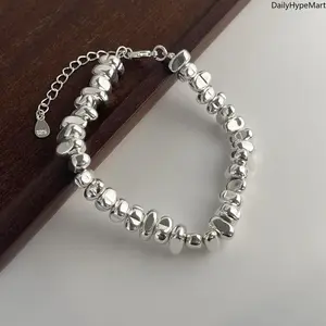 Vintage Handmade Stone Bead Pattern Bracelet, Birthday Gift for Her Him