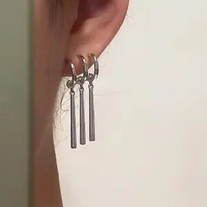 Trendy Jewelry 3-Circle Long Tassel Silver Earrings - Long Design for Daily Wear, Long Tassels