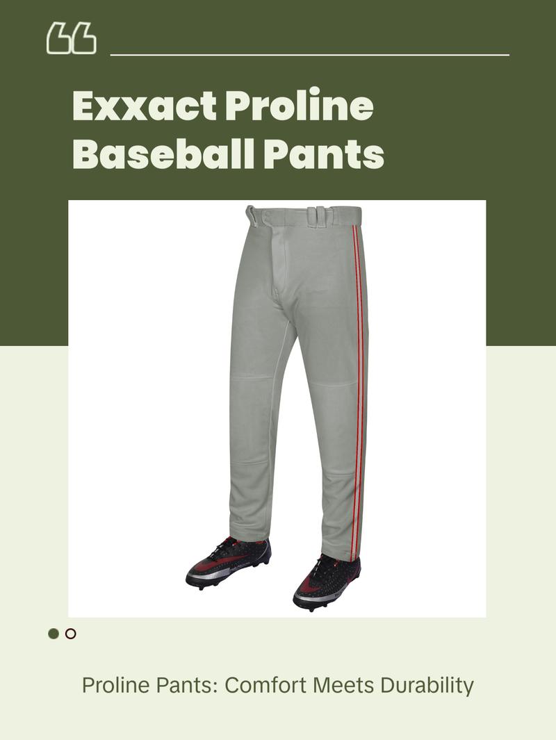 Exxact Sports Proline Full Length Baseball Pants Youth & Adult with Stripes, Relaxed Fit Open Bottom Men/Boys Baseball Pants (Grey/Red)