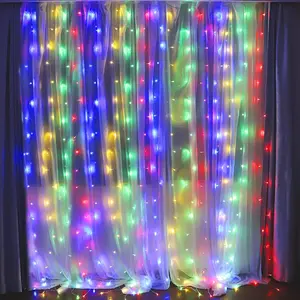 Woohaha 304 LED 9.8ftx9.8ft 30V 8 Modes,Window Curtain String Lights Wedding Party Home Garden Bedroom Outdoor Indoor Wall Decorations