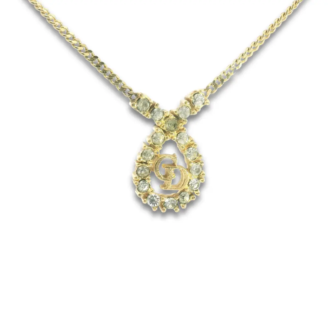 Pre-owned Dior Crystal Teardrop Necklace
