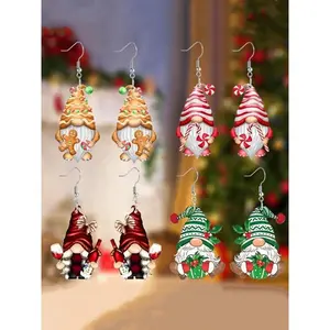 This Christmas 4-piece set features a cute acrylic Christmas dwarf design. The Christmas dwarf descending and hanging earrings are festive party accessories suitable for all seasons, with creative clothing combinations. Dangle Earrings SetGift