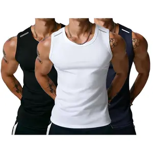3-Pack Men's H-Shape Loose Fit Quick-Dry Mesh Muscle Tanks | 100% Polyester 150 GSM, Straight Cut Breathable Casual Fitness Sleeveless Shirts, True to Size, TikTok Selected