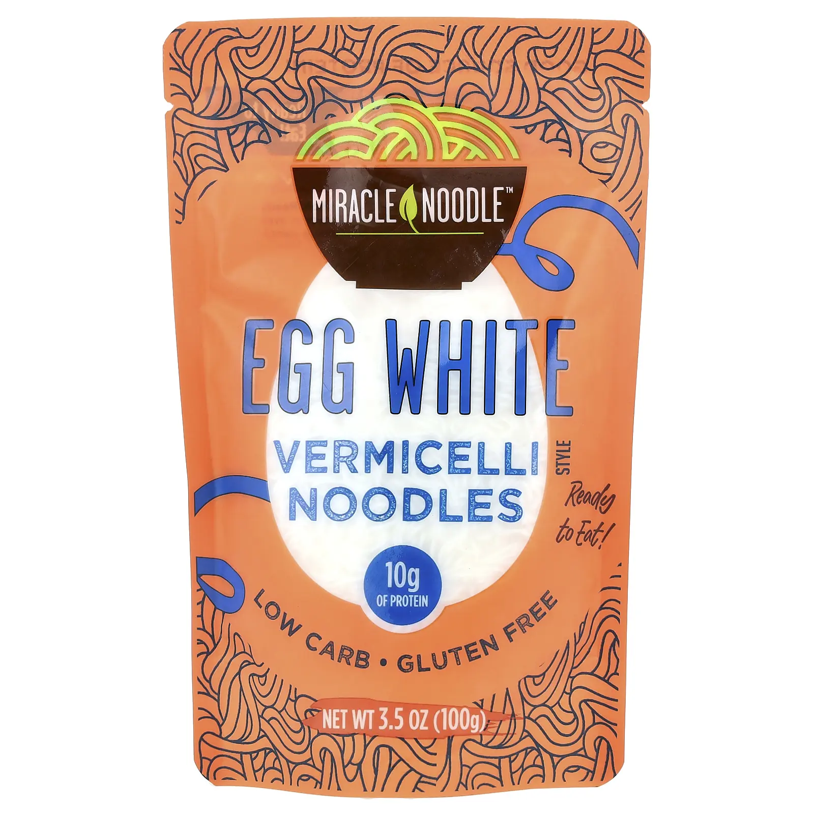 Miracle Noodle Vermicelli Style Noodles, Egg White, 3.5 oz (100 g)