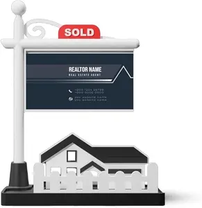 Custom Real Estate Business Card Holder Professional Desk Organizer for Realtors Brokers Agents Reception Desk Display Office Accessory Client Gift Design 36 with Sold Sign,DESK SETUP,OFFICE LIFE