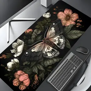 Floral & Butterfly Pattern Mouse Pad, Rectangle Gaming Mouse Pad, Non-slip Rubber Base Mousepad, Desk Keyboard Mouse Mat for Home Office Game Room