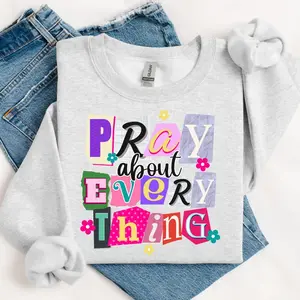 Retro Christian Faith Shirt/ Sweatshirt, Colorful Bible Verse Tee, Boho Jesus Graphic Shirt, Pray Above All Christian SweatShirt,  Cotton