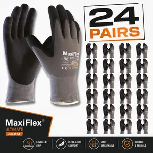 12/24 Pares Guantes Para Trabajo - MaxiFlex Foam Work For Men - Enhanced Grip Maxi Flex Nitrile Gloves Coated