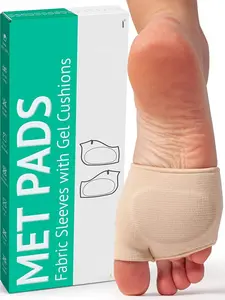 1Pair Metatarsal Pads for Men and Women - Ball of Foot Pain Relief Cushions for Sesamoiditis, Metatarsalgia, Morton's Neuroma - Fabric Sleeves with Gel Inserts