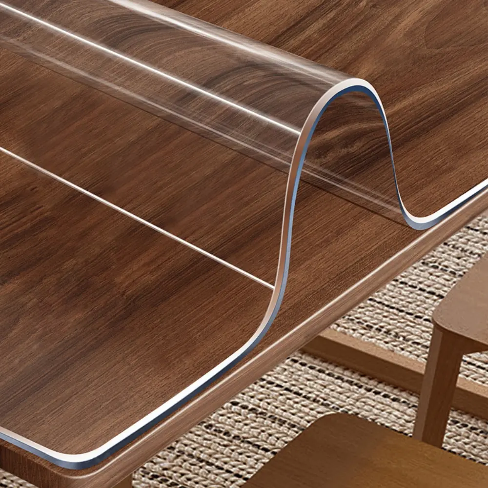 1.5mm Thick Durable Transparent Eco-Friendly Crystal Acrylic PVC Protective Tablecloth, Waterproof, Heat-Resistant, Easy-to-Clean Custom Cuttable Cover with Ruler for Massage, Birthday Tables (Multi-Size, Also Fits as Protective Covers Place Mats)
