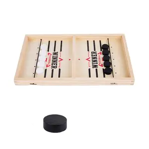 Viral Sling Puck Game Fast-Paced Family Fun 2 Player Foosball Natural Wood Board 40x20cm Portable Stress Relief Party Essential Compact Friend