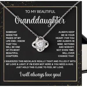 To My Beautiful Granddaughter Necklace, Love Knot Necklace For Daughter, Grand Daughter From Grandma Grandmother Or Grandpa, Happy Birthday Granddaughter #760, White Love Knot Necklace Christmas Gifts, Jewelry Gifts, Birthday Gifts