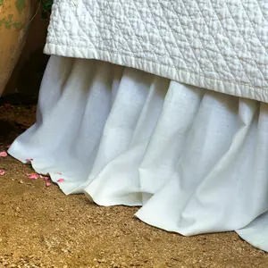 Emily White Linen 3-Panel Bedskirt