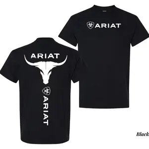 Ariat T-shirt, Bold Bull Skull Graphic With Iconic Ariat Logo Shirt, Graphic Tee, Full Size, Full Color, Perfect Gift For Men, For Women Top