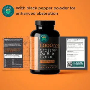Grass-Fed Ox Bile Extract 1000mg Bile Salts Supplements with Black Pepper Healthcare