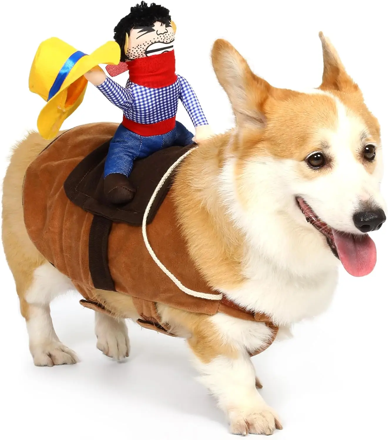 Cowboy Rider  Costume - Halloween  Costumes for Large Dogs, Dogs Clothes Knight Style with Doll and Hat for Halloween Day, Suitable for Shepherd, Husky, Shiba InuL