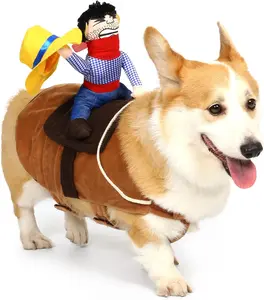 Cowboy Rider  Costume - Halloween  Costumes for Large Dogs, Dogs Clothes Knight Style with Doll and Hat for Halloween Day, Suitable for Shepherd, Husky, Shiba InuL