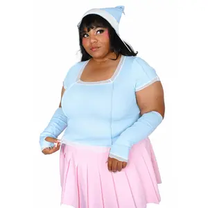 Izzy Armwarmer Crop Top - Blue