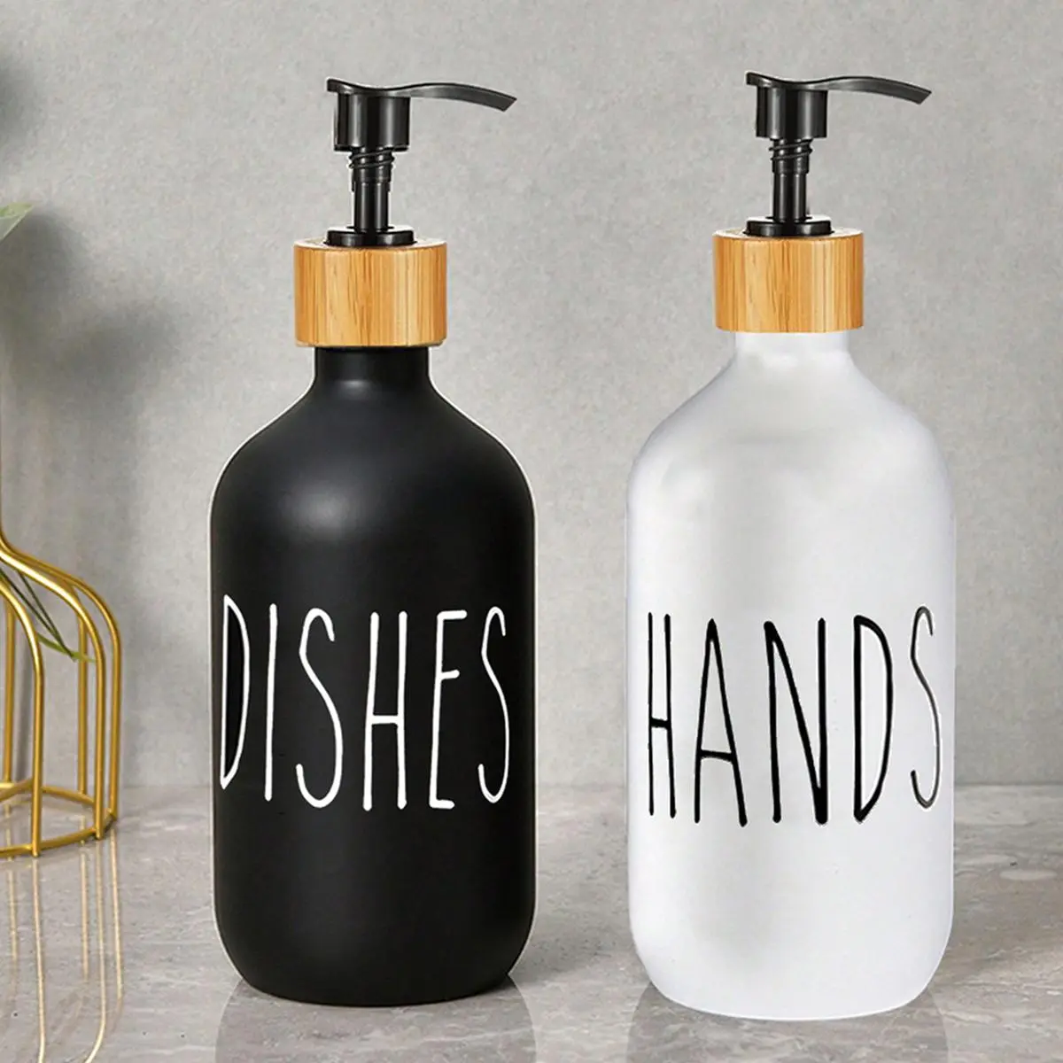 2 Counts/set Frosted Hand Sanitizer Bottles, Press-Type Liquid Dispensers, Empty Bottles for Lotion, Shampoo, Hand Sanitizer, Bathroom Accessory, Home Goods Organizer, Kitchen Plastic Soap Dispenser