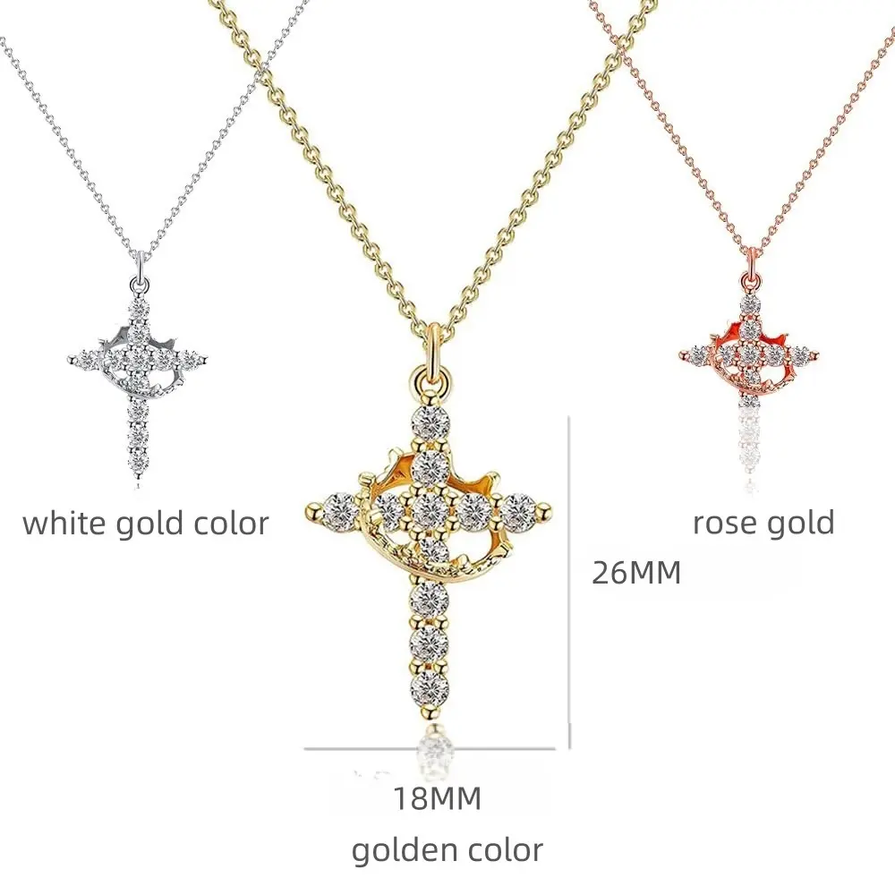 Unique new high-end pendant with a rotatable cross, crown, and circular necklace, a gift for girlfriends, women, and couples Unique new high-end pendant with a rotatable cross, crown, and circular necklace, a gift for girlfriends, women, and couples