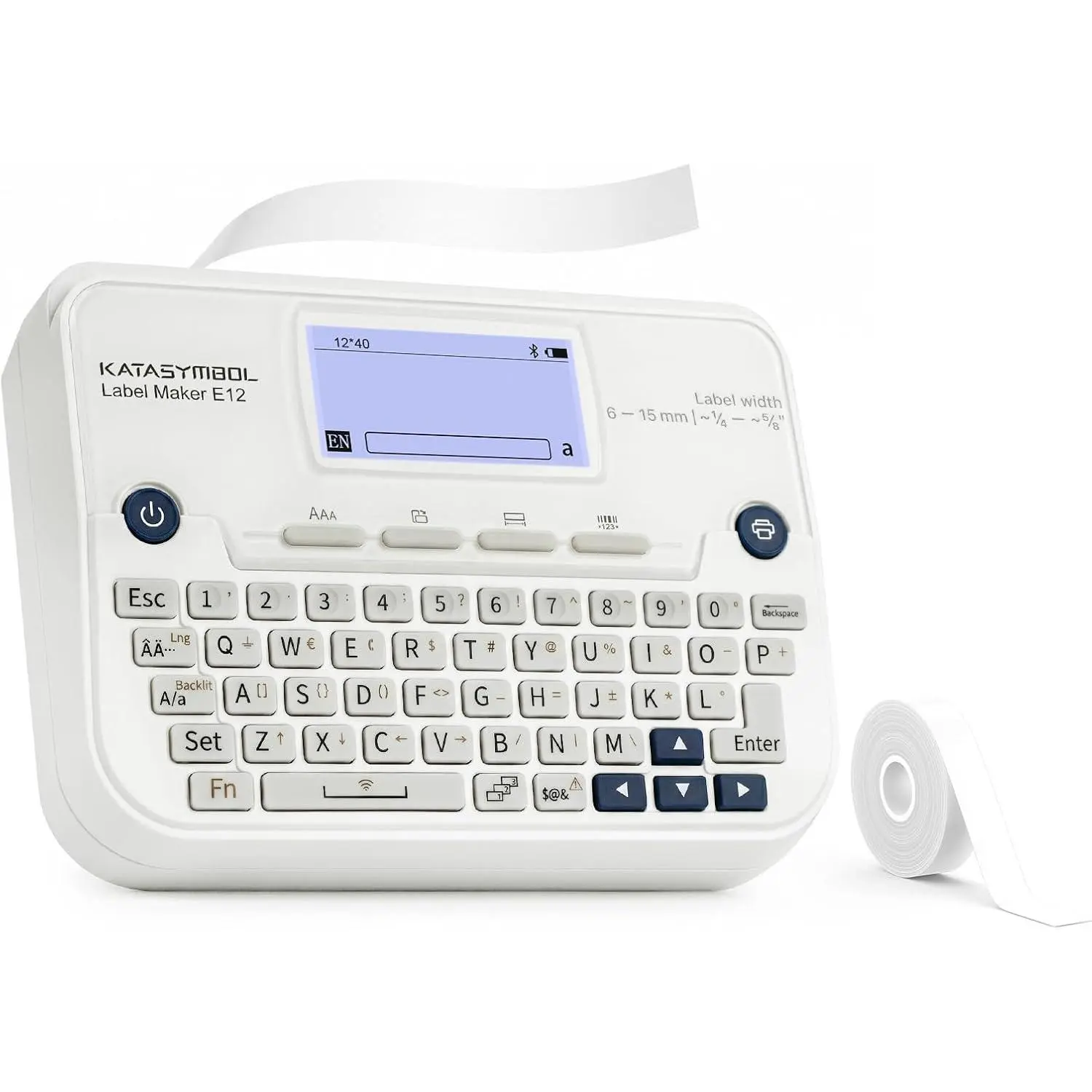 Rechargeable Keyboard Bluetooth Label Maker Machine LCD Backlit Display Inkless Thermal Printer Minimal Margin App 30 Plus Fonts 660 Plus Icons Portable Sticker Printer Device for School Office Home Pantry Organization White