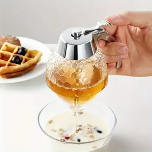 1pc, Creative Press-Type Honey Jar with Bee Drip Dispenser, Dispenser Bottle and Syrup Funnel Pot - Stylish Kitchen Accessory for Easy Honey Storage and Serving