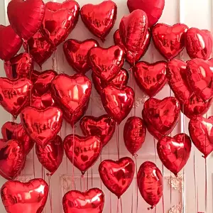 21 Heart-Shaped Balloons, 10 Inch Aluminum Foil Heart Balloons, Birthday Party Wedding Valentine's Day Decorations, Love Balloons, Balloon Party Supplies