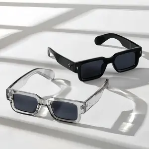 2pcs Retro Square Fashion For Women Men Thick Frame Anti Glare Sun Shades For Party Beach Travel Fashion Glasses, Protective Sunglasses Unisex Sunglasses