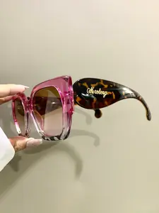 Square Retro Boho Chic Glasses, Trendy Patchwork Eyewear for Men and Women, Novelty Thick-Frame Leg Eyeglasses