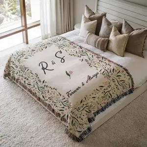Personalized Wedding Blanket: Cotton Anniversary Keepsake Tapestry