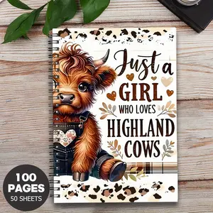 1pc Cute Highland Cow Themed Spiral Notebook: Humorous and Fun To Do List, Daily Planner, and Meeting Notes Perfect Gift for Doctors, Nurses, Parents, Colleagues, and Friends Dotted Notebook